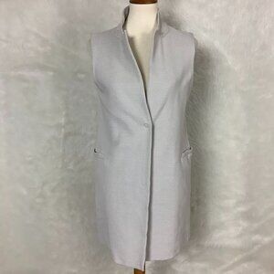 Harris Wharf London Gray Ribbed Single Snap Longline Tunic Vest 8